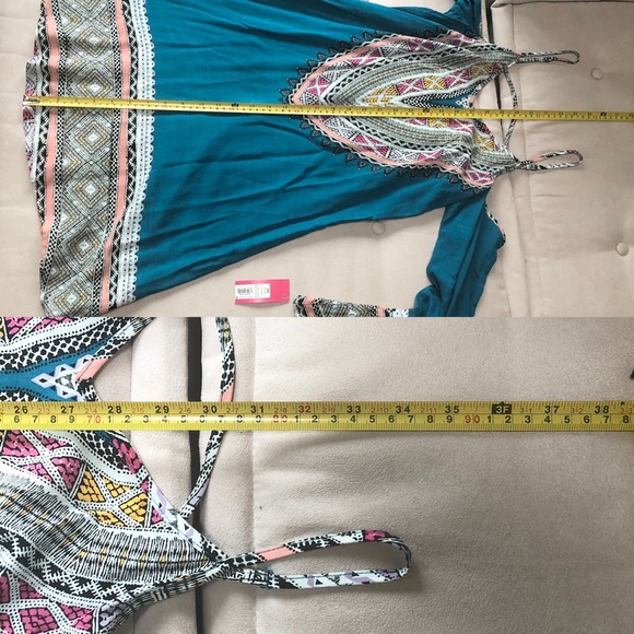 Xhiliration Teal Mosiac Boho Dress - Picture 15 of 15